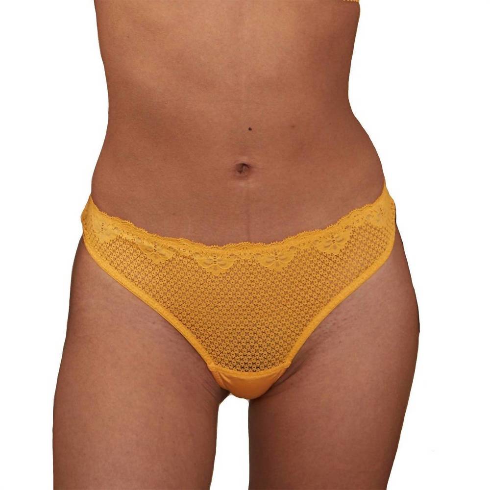 NEW TIMPA LINGERIE duet lace low rise thong in marigold